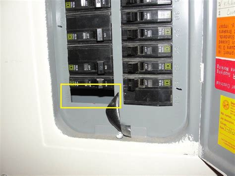 electrical box hole where breaker was|knockout holes in electrical panel.